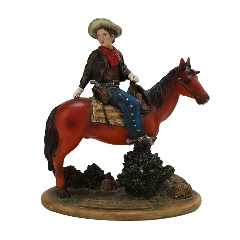Cowboy and Horse Figurine Set - Plastic Decorative Scene Prop