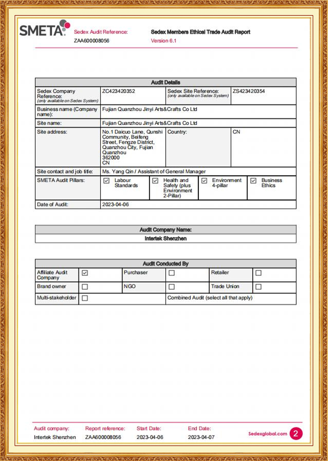Corporate Qualification Certificate 2