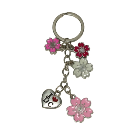 Elegant Pink Sakura Metal Keychain - Charming Accessory for All