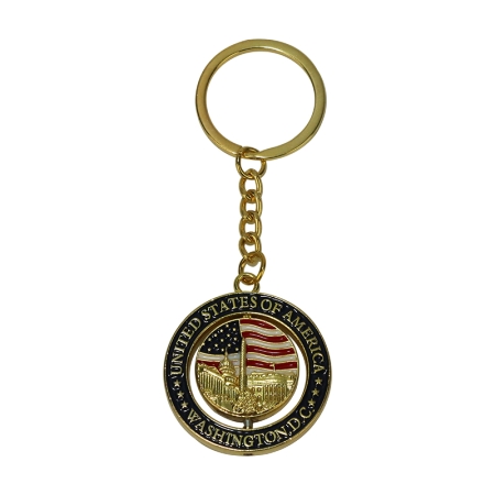 Patriotic Metal Keychain with Flag Design - Durable and Stylish