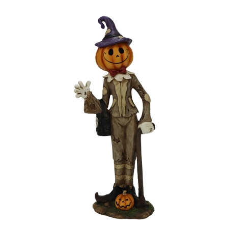 Halloween Resin Ornament Pumpkin-Carrying Character with Spooky Charm